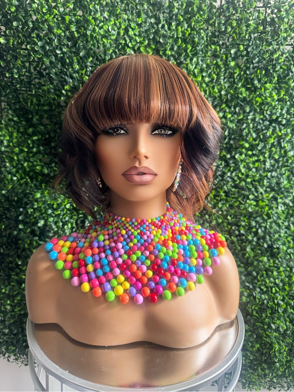 Colorful Beaded Statement Bib Necklace